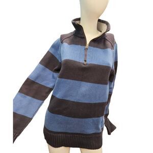 American Eagle Outfitters Blue Striped Pullover  Quarter Zip Sweater Men's Size